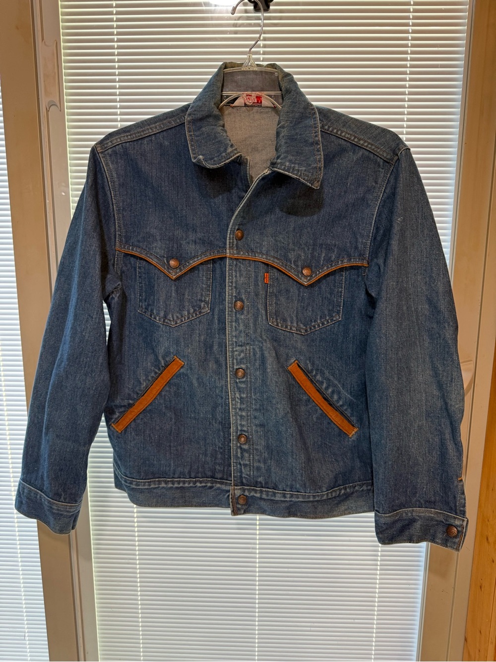 Levi's Blue Denim Jacket with Tan Trim